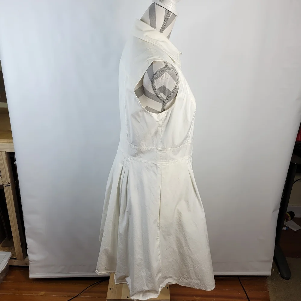 Ann Taylor Loft White Sleeveless Shirt Dress Cotton Size 12 - Picture 6 of 15